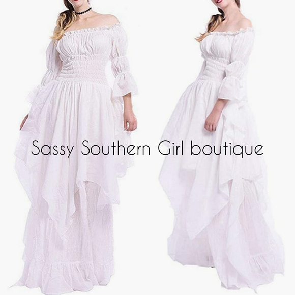 ⭐🆕 Boho white peasant maxi dress - Picture 1 of 10